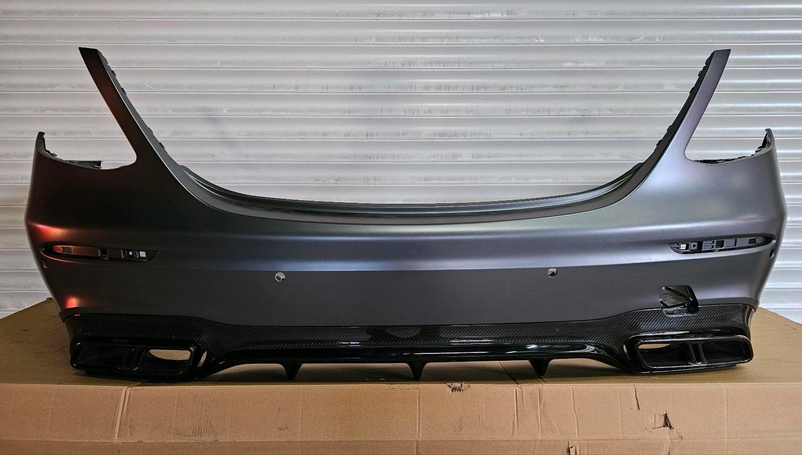 Mercedes E63 AMG Rear Bumper – W213 Sedan – Carbon Diffuser & Exhaust Trims – OEM